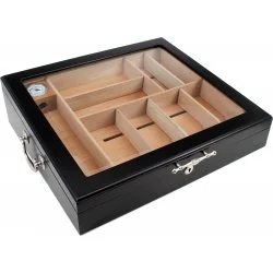Humidor ze szklaną pokrywą, czarny