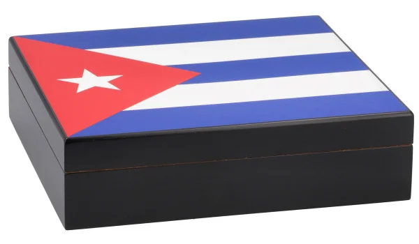 Humidor na Cygara Czarny z Kubańską Flagą