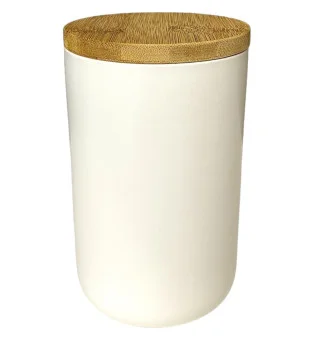 Biały porcelanowy słoik na cygara z drewnianą pokrywą
