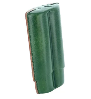 Skórzane etui na dwa cygara Robusto Lubinski, zielone