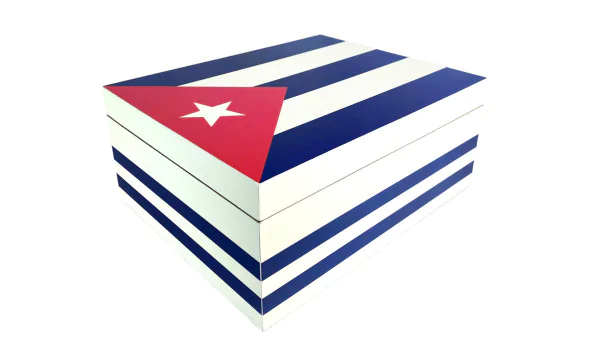 Humidor na cygara biały z kubańską flagą 50-75 cygar