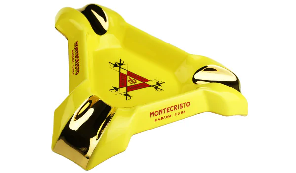 Popielniczka Montecristo żółto-złota na 3 cygara