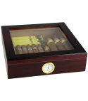 Brązowy humidor BigSmoke ze szklaną pokrywą