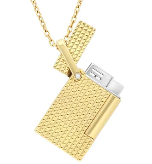 Złoty naszyjnik z zawieszką w kształcie zapalniczki S.T. Dupont K27067CH