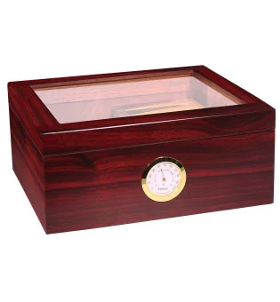 Średni brązowy humidor BigSmoke ze szklaana pokrywą