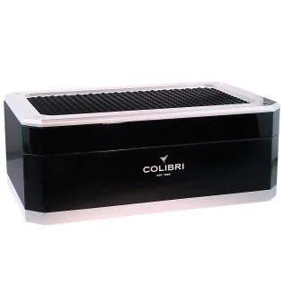 Czarno-srebrny humidor Colibri Rally