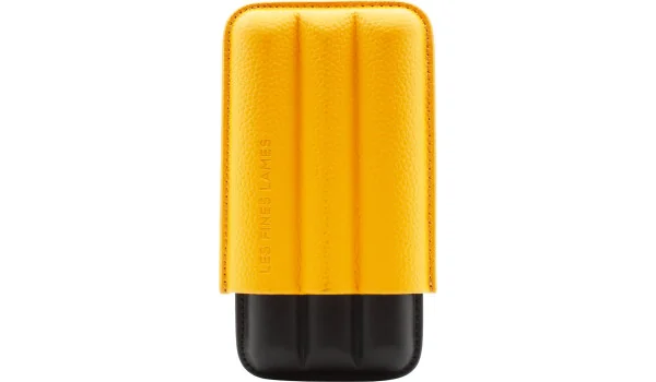 Żółte etui na trzy cygara Les Fines Lames