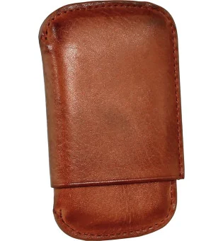 Skórzane etui Angelo na 4 cygaretki/cygara w kolorze koniaku