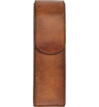 Brązowe kieszonkowe etui ze skóry vintage na dwa cygara z etui na obcinacz lub zapalniczkę adorini