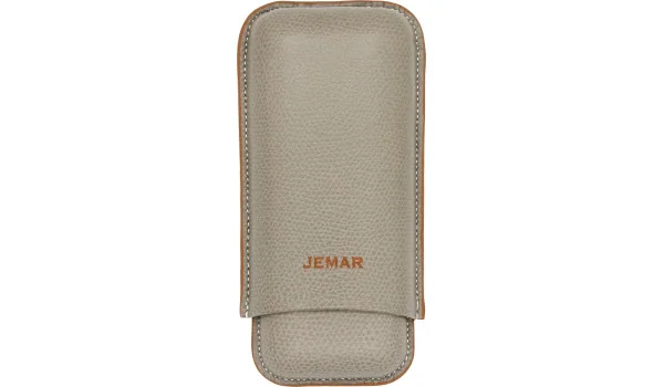 Skórzane szare etui Jemar na dwa cygara 464/2