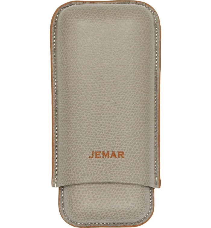Skórzane szare etui Jemar na dwa cygara 464/2
