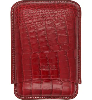 Skórzane czerwone etui Jemar na trzy cygara 464/3