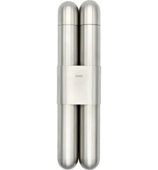 Adorini Podwójne Etui na Cygara Wysokiej Jakości Stal Satynowe Wykończenie/Cedr