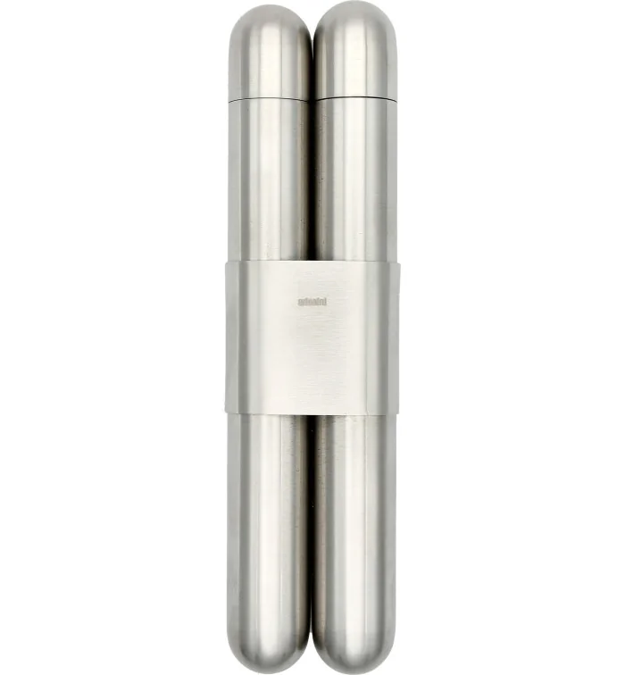 Adorini Podwójne Etui na Cygara Wysokiej Jakości Stal Satynowe Wykończenie/Cedr zdjęcie 2