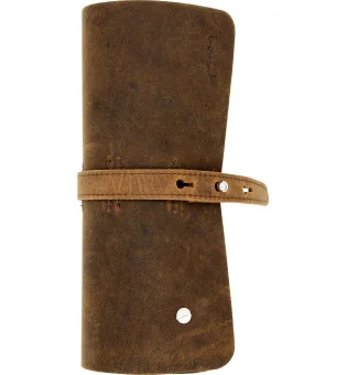 Rolowane brązowe etui adorini z prawdziwej skóry