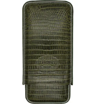 Skórzane zielone etui na trzy cygara Hoyo de Monterrey