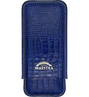 Niebieskie skórzane etui na 3 cygara Partagas Linea Maestra