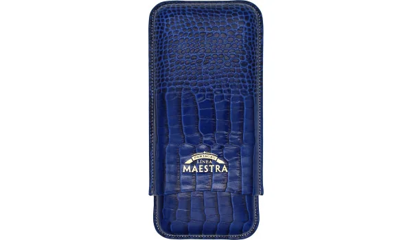 Niebieskie skórzane etui na 3 cygara Partagas Linea Maestra