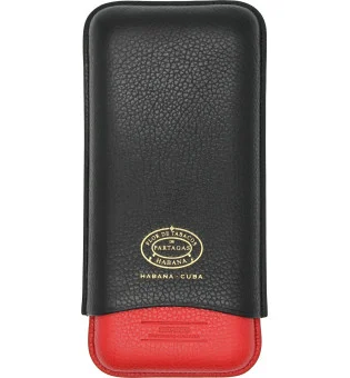 Czarno-czerwone skórzane etui Partagas Series ze złotym logo