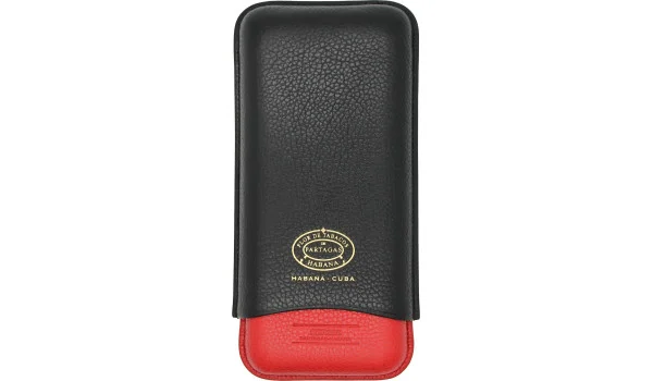 Skórzane etui Partagas Series czarno-czerwone ze złotym logo